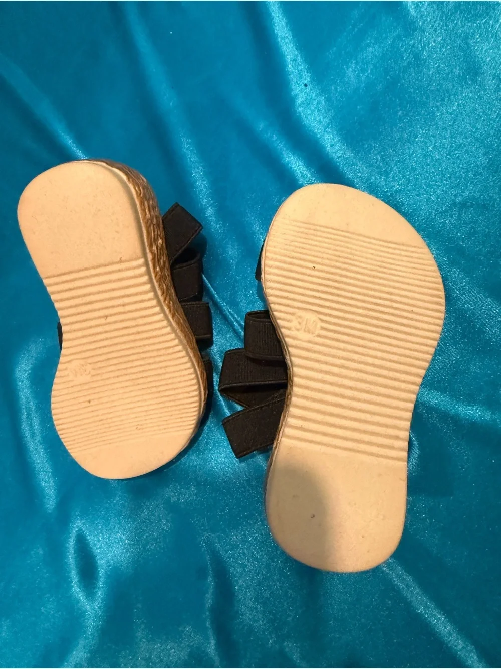 Hot Cakes Black Strappy Kids Sandals with Tan Footbed(G2)